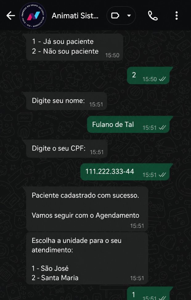 Agendamento WhatsApp — Animati